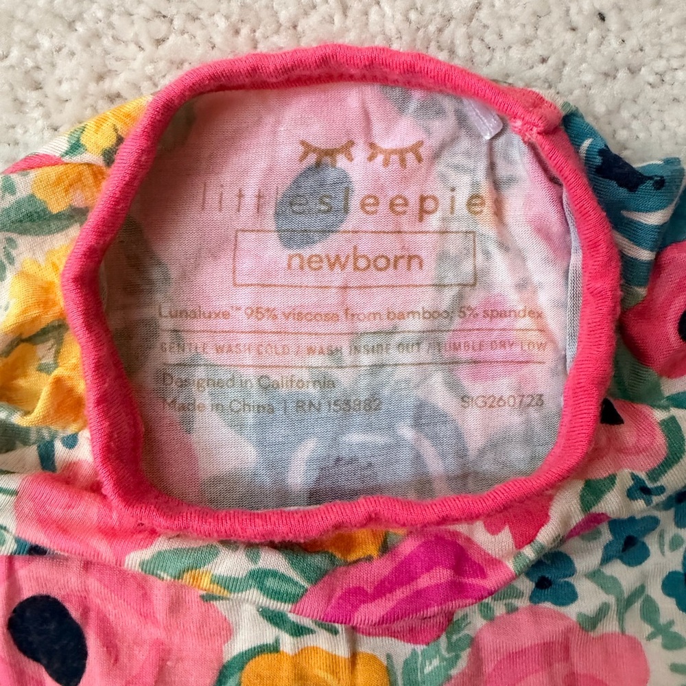 Little Sleepies Pink Floral Kids Zipper Convertible One Piece - size Newborn - Picture 14 of 14